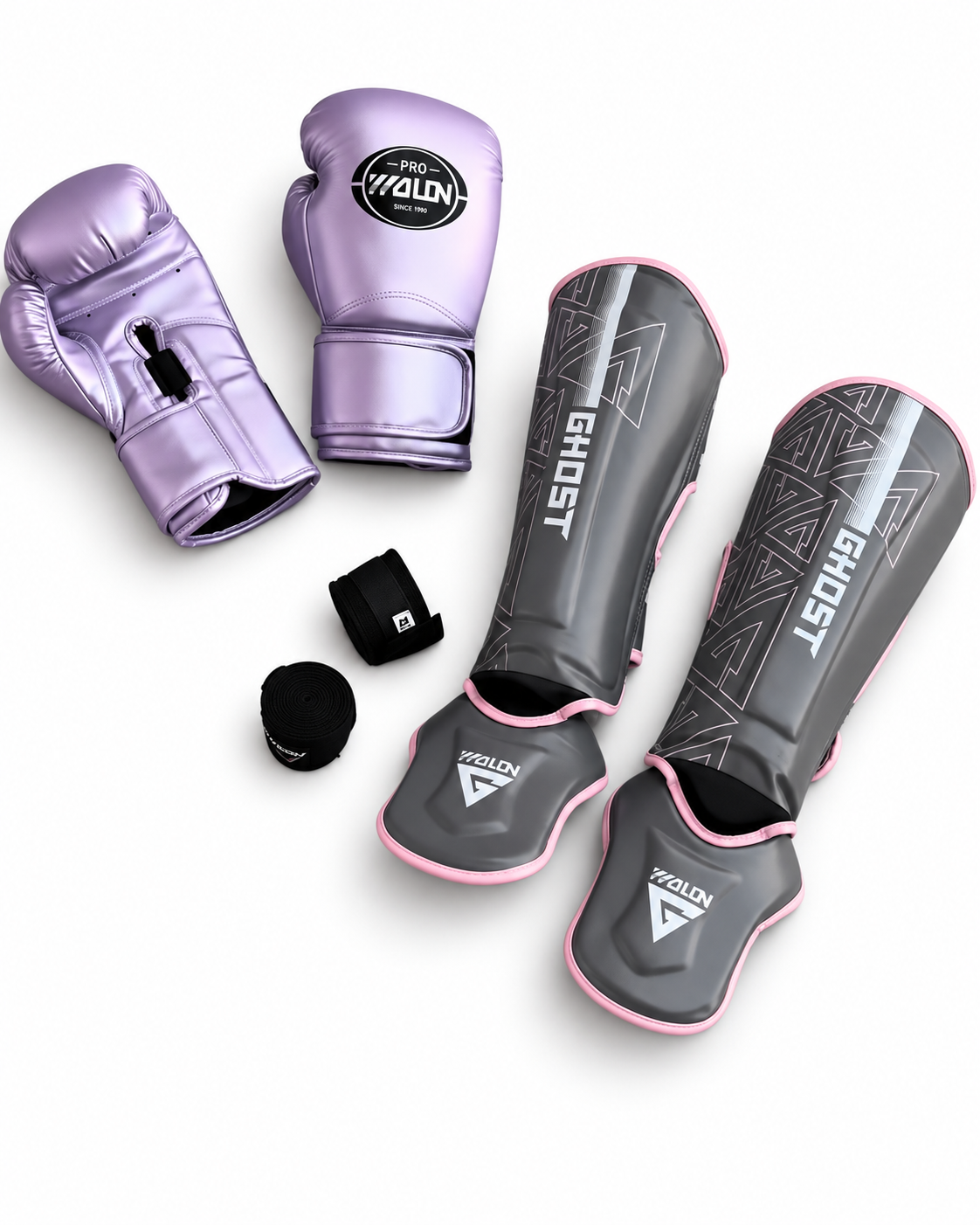 Pack Boxe Femme – Gants, Protège-Tibias & Bandages