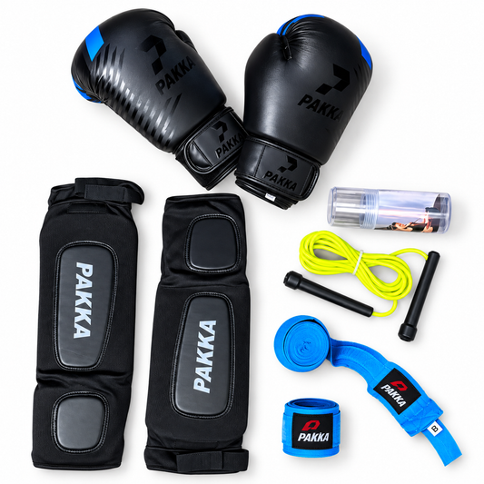 Pack Boxe Complet – Gants + Protège-Tibias + Corde & Accessoires
