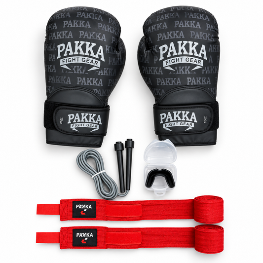 Pack Boxe Complet PAKKA – Gants + Corde + Protège-Dents + Bandes