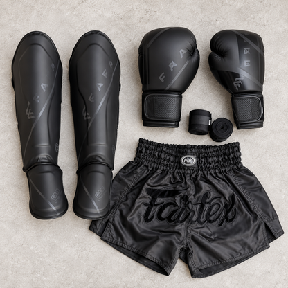Pack Boxe & Muay Thaï Complet – Gants, Protège-Tibias, Bandages & Shor