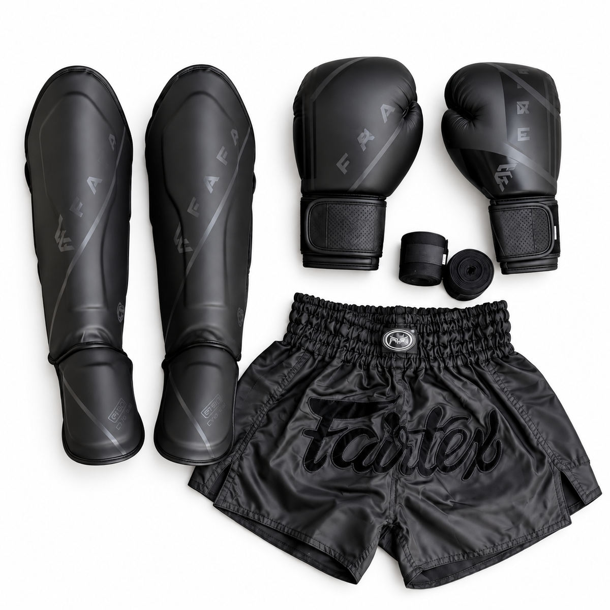Pack Boxe & Muay Thaï Complet – Gants, Protège-Tibias, Bandages & Shor