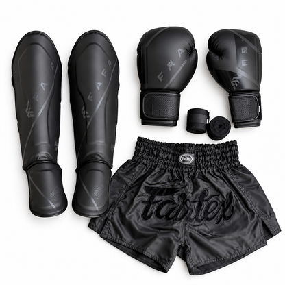 Pack Boxe & Muay Thaï Complet – Gants, Protège-Tibias, Bandages & Shor