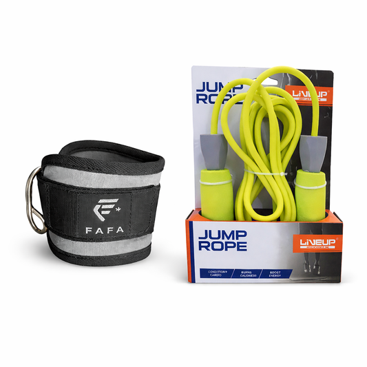 Pack Cardio & Jambes Pro – Sangle de Cheville + Corde à Sauter