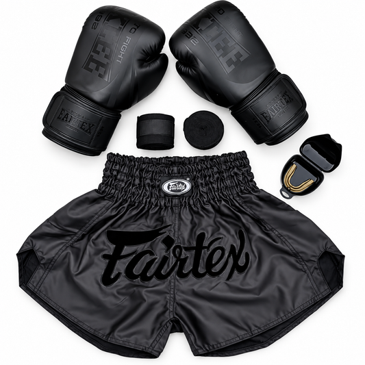 Pack Muay Thai Fairtex – Gants, Short, Bandages & Protège-Dents