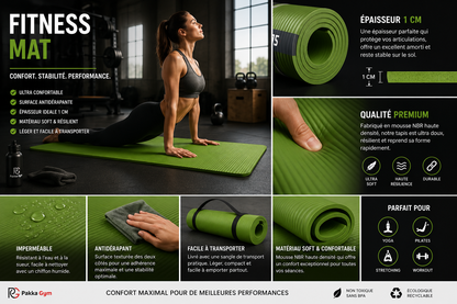 Tapis Fitness Premium 1CM – Ultra Soft & Antidérapant
