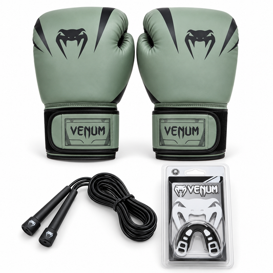 Pack Venum Kaki : gants, protège-dents et corde à sauter